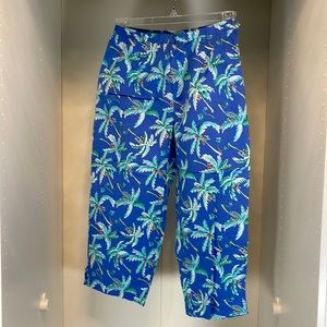 Sportelle Blue Tropical-Print Wide Leg Capris